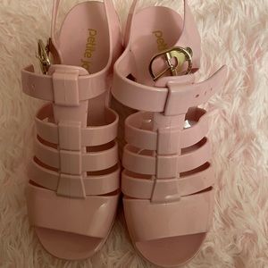 Brand new! Jelly heels, pink Mary Jane heels never worn